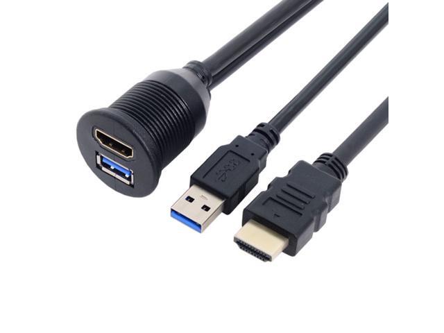 Chenyang Combo USB 3.0 & HDTV HDMI 1.4 Male to Female Extension Cable with Waterproofable Mount Shell 100cm