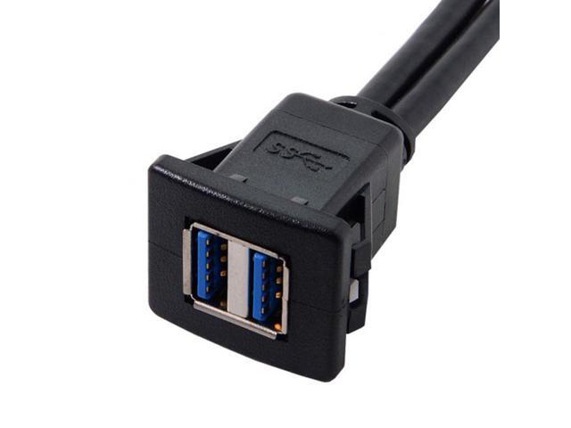 Chenyang 1m Waterproof Dual USB 3.0 Extension Latch Mount Car AUX Cable for Dashboard Panel