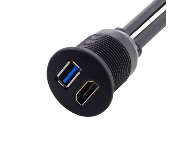 Chenyang Combo USB 3.0 & HDTV HDMI 1.4 Male to Female Extension Cable with Waterproofable Mount Shell 100cm