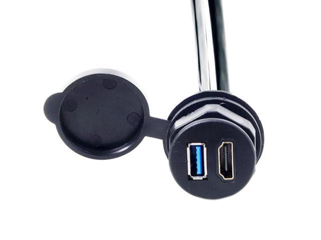 Chenyang Combo USB 3.0 & HDTV HDMI 1.4 Male to Female Extension Cable with Waterproofable Mount Shell 100cm