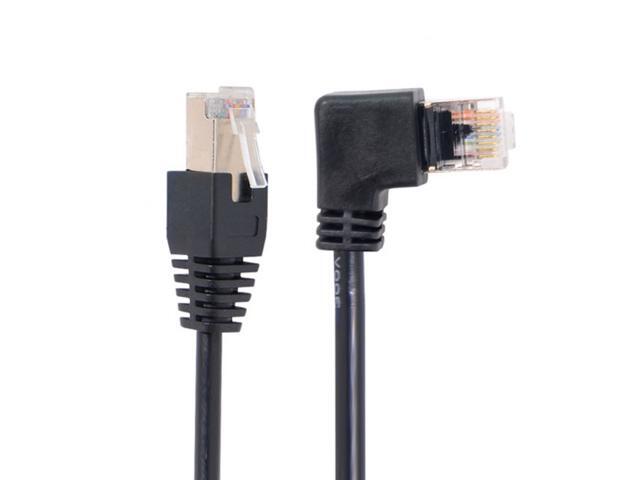 Cablecc Right Angled 8P8C STP Cat6 Lan Ethernet Network Patch Cord 90 Degree to Straight Cable 50cm