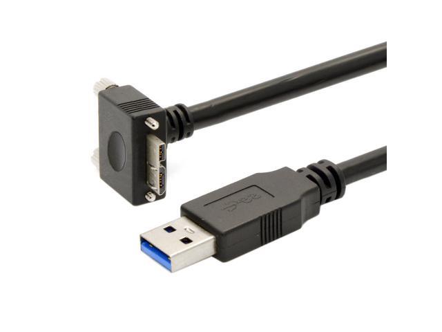 CHENYANG 3m 90 Degree Down Angled Micro USB Screw Mount to USB 3.0 Data Cable for Point Grey Chameleon Camera