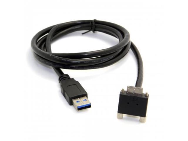 Cablecc 3m 90 Degree Down Angled Micro USB Screw Mount to USB 3.0 Data Cable for Point Grey Chameleon Camera