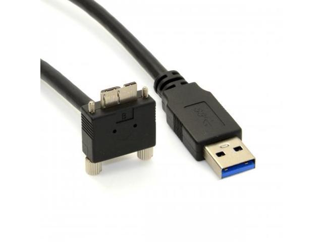 Cablecc 3m 90 Degree Down Angled Micro USB Screw Mount to USB 3.0 Data Cable for Point Grey Chameleon Camera