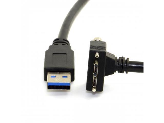 Cablecc 3m 90 Degree Down Angled Micro USB Screw Mount to USB 3.0 Data Cable for Point Grey Chameleon Camera