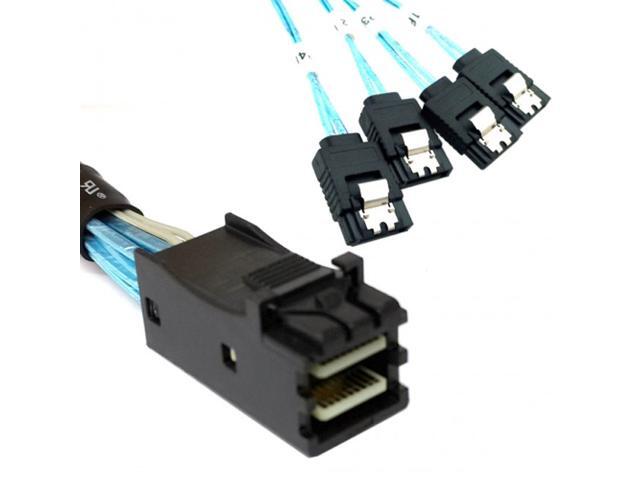 Cablecc Internal Mini SAS SFF-8643 Host to 4 SATA 7pin Target Hard Disk 6Gbps Data Server Raid Cable 50cm