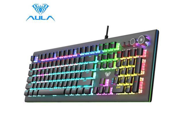 AULA S2096 Gamer Keyboard Mechanical Gaming Keyboard Backlit LED Wired 104 Keys Anti-ghosting Brown Blue Switch for PC Computer