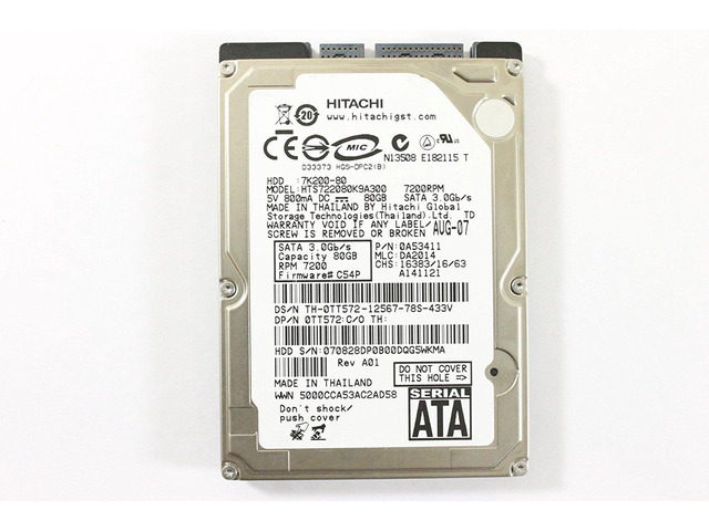 Dell TT572 HTS722080K9A300 2.5' SATA 80GB 7200 300 MB/s Hitachi Laptop Hard Drive Precision M6700
