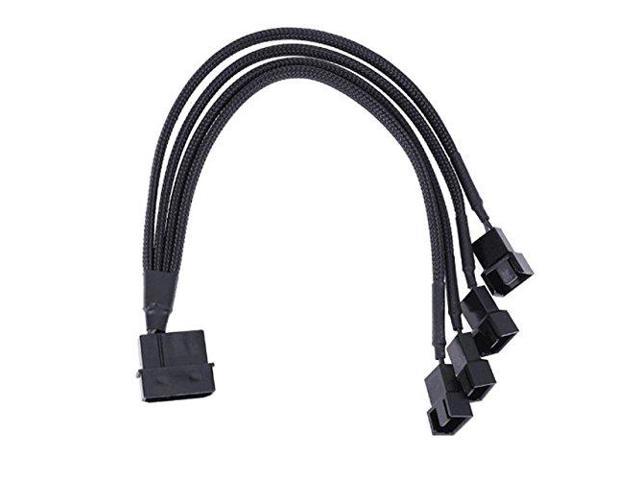 CRJ 4-Pin Molex to 4 x 3/4-Pin PC Case Fan Sleeved Adapter Cable