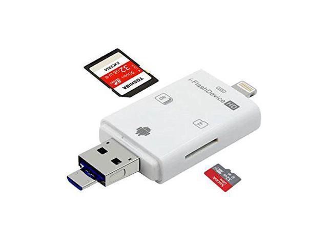 SD Card Reader, SD Card Adapter, 3 in 1 Card Reader,Card Reader for iPhone/ipad/MAC/PC/Android Device, Lightning/USB/Micro USB Trail and Game...
