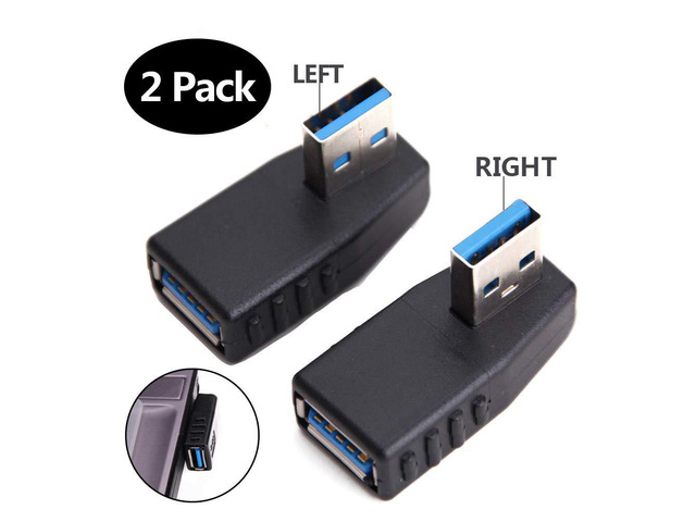USB 3.0 Adapter 90 Degree Male to Female Coupler Connector Plug Left Angle and Right Angle by Oxsubor