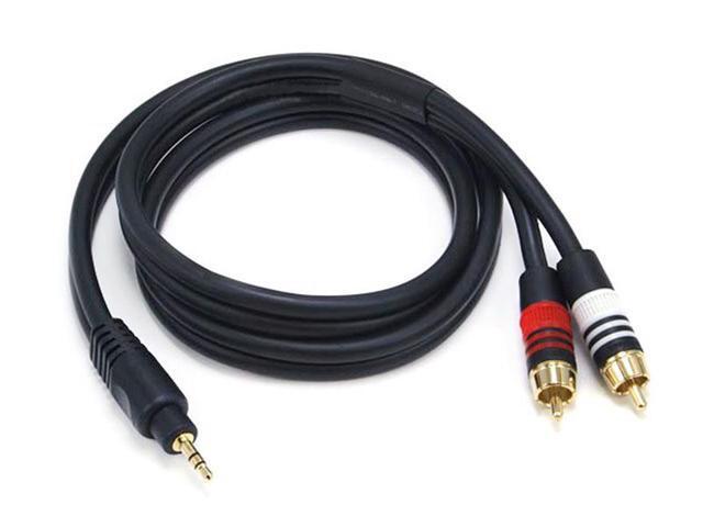 Monoprice 5597 3ft 3.5mm Stereo Male to 2RCA Male 22AWG Cable Cord Gold Plated