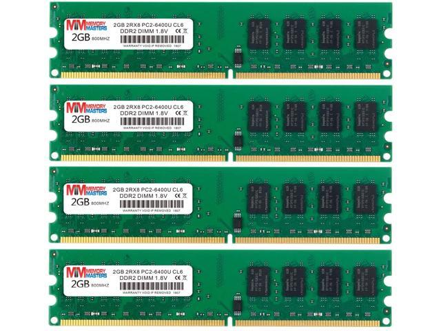MemoryMasters 8GB Kit (4x2GB) DDR2 800MHz PC2-6400 PC2-6400U Non ECC Unbuffered 1.8V CL6 2RX8 Dual Rank 240 Pin UDIMM Desktop Memory Ram Module