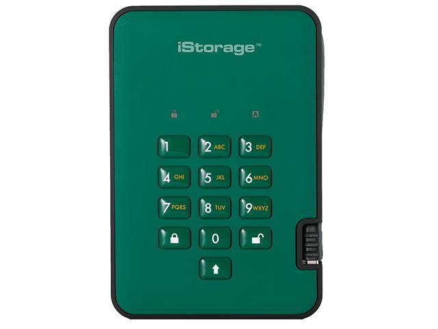 iStorage diskAshur2 HDD 500GB Green - Secure portable hard drive - Password protected, dust and water resistant, portable, military grade hardware.