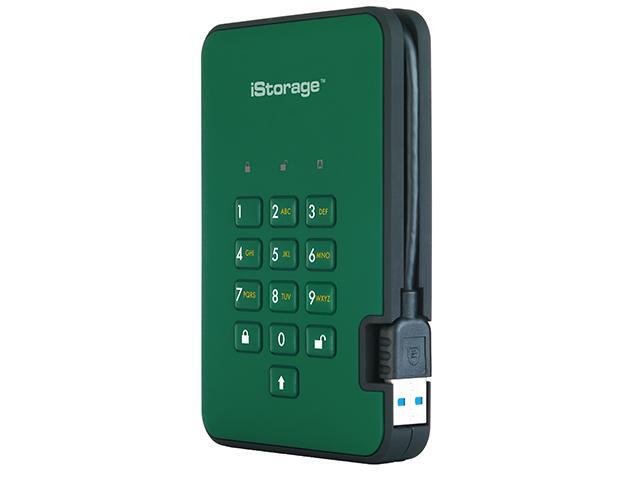 iStorage diskAshur2 HDD 500GB Green - Secure portable hard drive - Password protected, dust and water resistant, portable, military grade hardware...