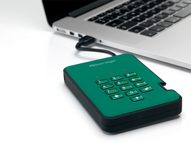 iStorage diskAshur2 HDD 1TB Green - Secure portable hard drive - Password protected, dust and water resistant, portable, military grade hardware...