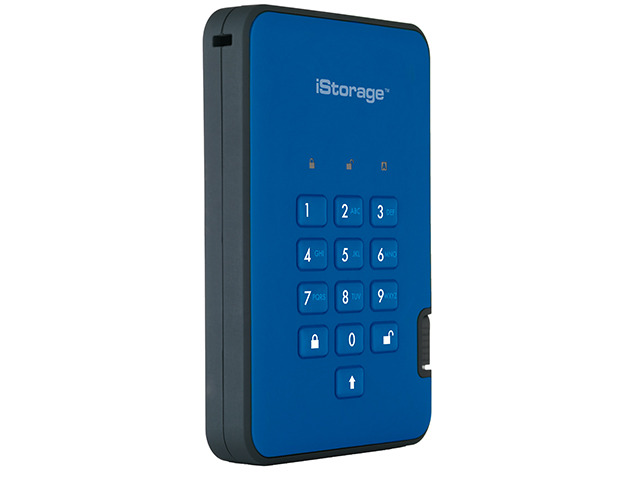 iStorage diskAshur2 HDD 1TB Blue - Secure portable hard drive - Password protected, dust and water resistant, portable, military grade hardware...