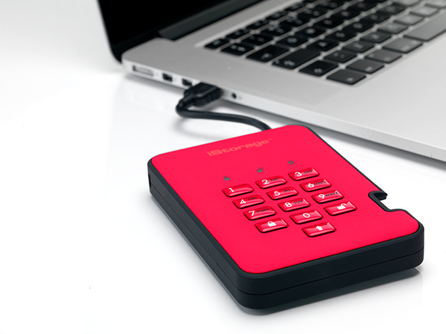 iStorage diskAshur2 HDD 500GB Red - Secure portable hard drive - Password protected, dust and water resistant, portable, military grade hardware...