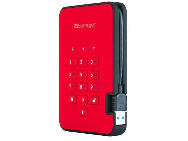 iStorage diskAshur2 HDD 5TB Red - Secure portable hard drive - Password protected, dust and water resistant, portable, military grade hardware...