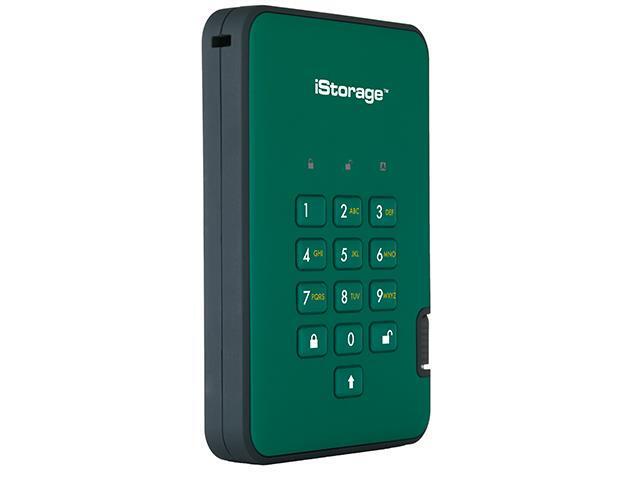 iStorage diskAshur2 HDD 2TB Green - Secure portable hard drive - Password protected, dust and water resistant, portable, military grade hardware...