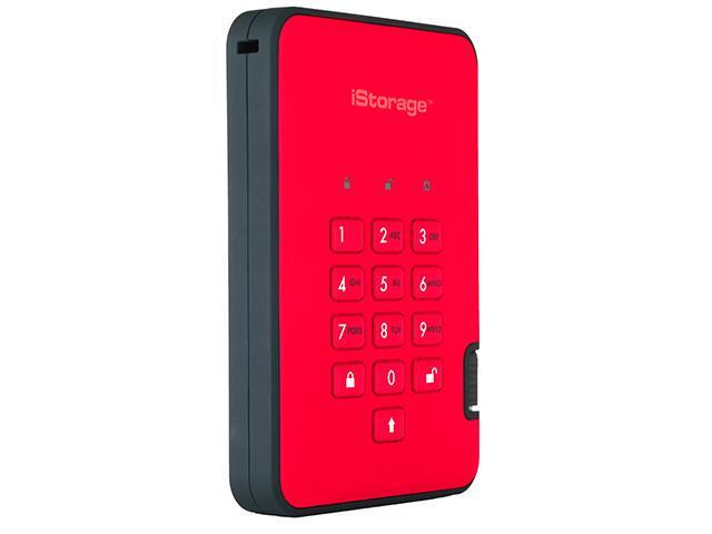 iStorage diskAshur2 HDD 2TB Red - Secure portable hard drive - Password protected, dust and water resistant, portable, military grade hardware...