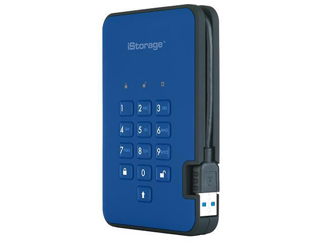 iStorage diskAshur2 2TB Blue - Secure portable hard drive - Password protected, dust and water resistant, portable, military grade hardware...