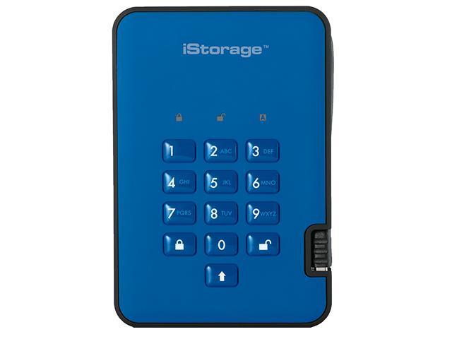 iStorage diskAshur2 SSD 128GB Blue - Secure portable solid state drive - Password protected, dust and water resistant, portable, military grade.