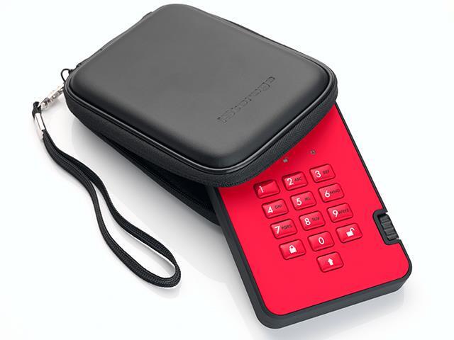 iStorage diskAshur2 HDD 2TB Red - Secure portable hard drive - Password protected, dust and water resistant, portable, military grade hardware...