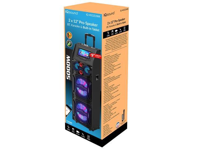 Supersonic 2 x 12 Pro Speaker Bluetooth, Karaoke Built-in Tablet 14.1 Touchscreen USB/EQ/Mic IQ-4922DJWK