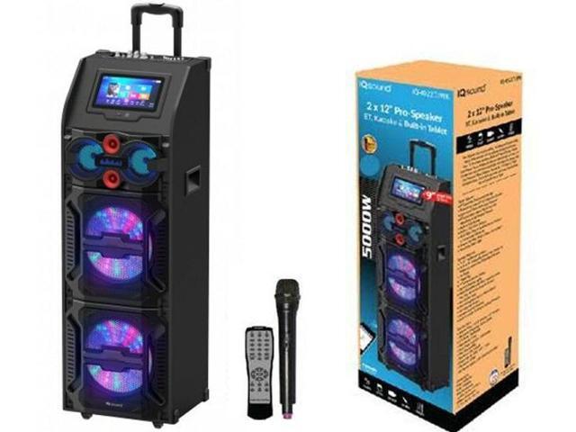 Supersonic 2 x 12 Pro Speaker Bluetooth, Karaoke Built-in Tablet 14.1 Touchscreen USB/EQ/Mic IQ-4922DJWK