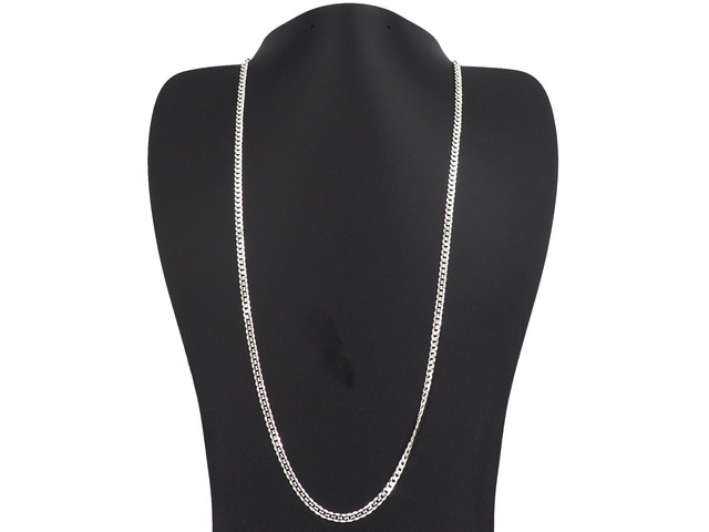 Solid 925 Sterling Silver Italian 3mm Flat 22 Curb Chain Necklace Unisex, All ages Adult, Teen, Senior