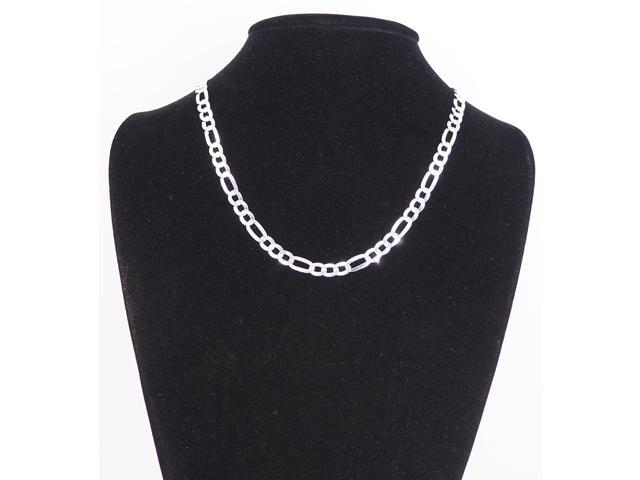 Solid 925 Sterling Silver Italian 6.8mm Flat 20 Figaro Link Chain Necklace for Women Men Made in Italy FIG160-20