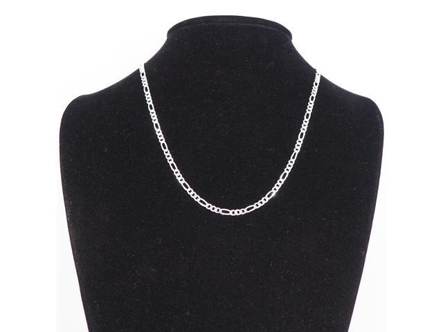 Solid 925 Sterling Silver Italian 3.9mm Flat 20 Figaro Link Chain Necklace for Women Men Made in Italy FIG100-20
