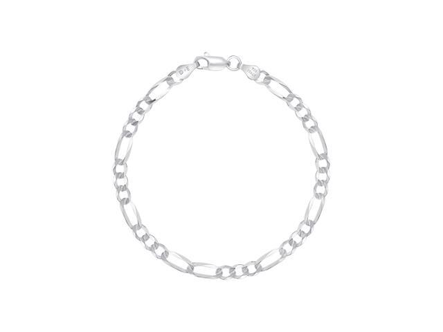 Solid 925 Sterling Silver Italian 5mm22' Flat Figaro Link Chain Necklace Unisex, All ages