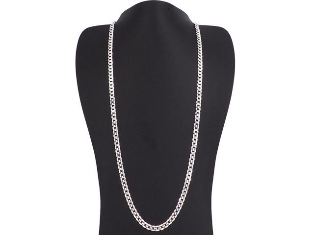 Solid 925 Sterling Silver Italian 4.8 mm Flat 24 Curb Chain Necklace for Men Women CURB120-24