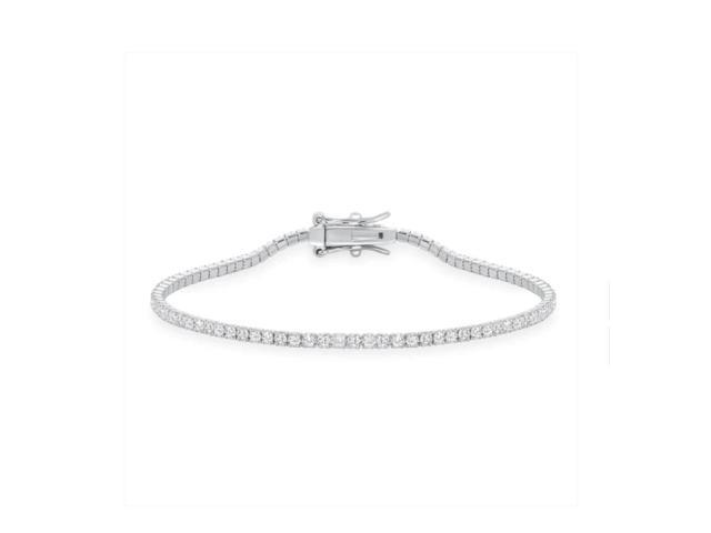 Solid 925 Sterling Silver 7 Inch Tennis Bracelet 2mm Cubic Zirconia Rhodium Plated for Women BB4860-7