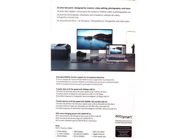 Hyper - HyperDrive Next​ 10 Port USB-C Hub, 4K HDMI, Ethernet, 2 USB-C, 2 USB-A, microSD/SD, travel dock for MacBook/PC - Midnight Blue - image 6