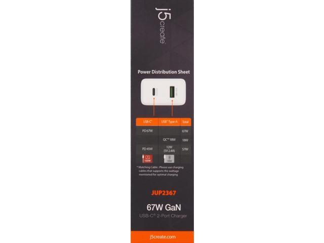 j5create - 67W GaN USB-C® 2-Port Charger - White - image 8