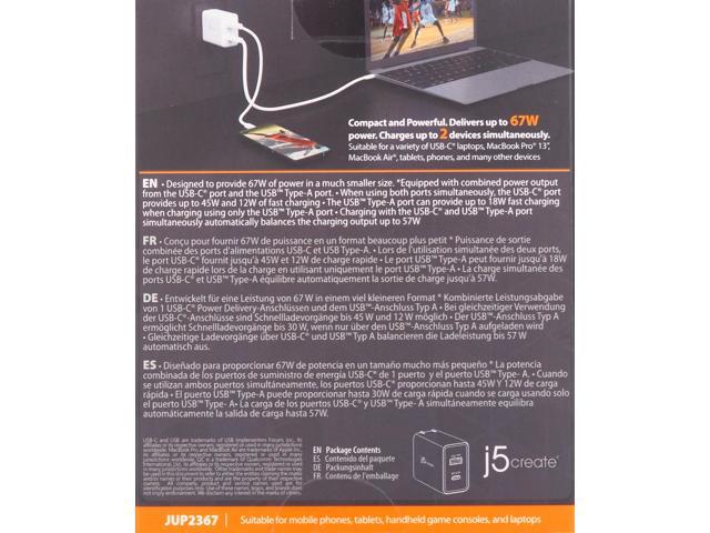 j5create - 67W GaN USB-C® 2-Port Charger - White - image 10