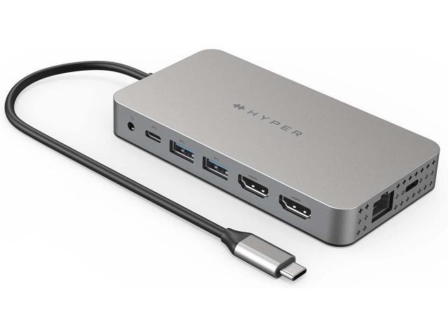Hyper - HyperDrive Dual 10 Port USB-C Hub, 4K HDMI, Ethernet, 1 USB-C, 2 USB-A, microSD/SD, travel dock for M1/M2/M3 MacBook - Gray - image 8