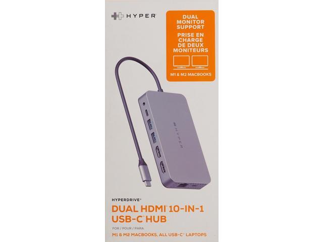 Hyper - HyperDrive Dual 10 Port USB-C Hub, 4K HDMI, Ethernet, 1 USB-C, 2 USB-A, microSD/SD, travel dock for M1/M2/M3 MacBook - Gray - image 10