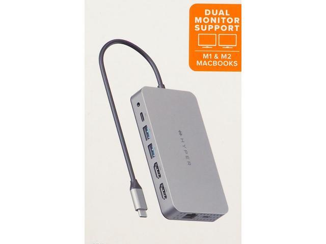 Hyper - HyperDrive Dual 10 Port USB-C Hub, 4K HDMI, Ethernet, 1 USB-C, 2 USB-A, microSD/SD, travel dock for M1/M2/M3 MacBook - Gray - image 9