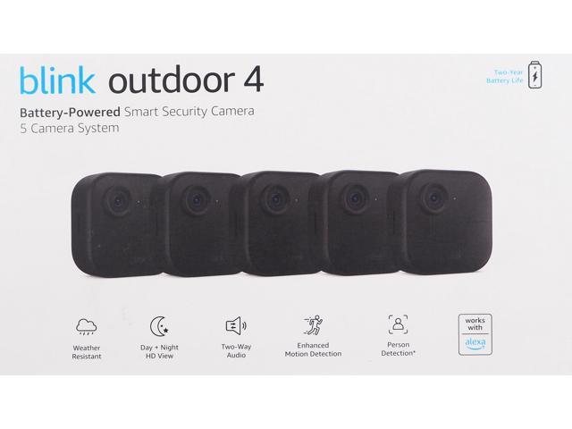 Blink Outdoor 4 5-Camera Wireless 1080p Security System with Up to Two-year Battery Life B0B1N4LM4J Black