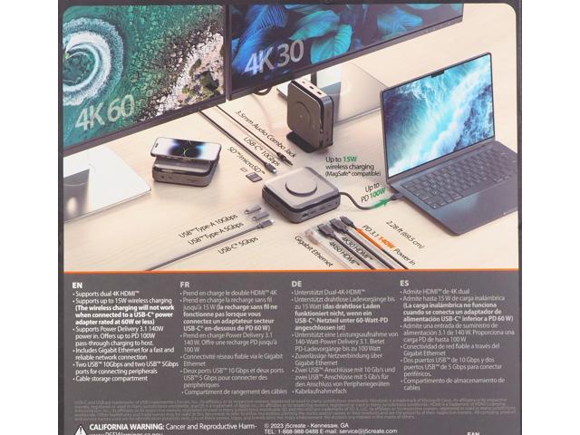 j5create - USB-C Dual 4K HDMI Docking Station with 15W Wireless Charging - Space Gray - image 6