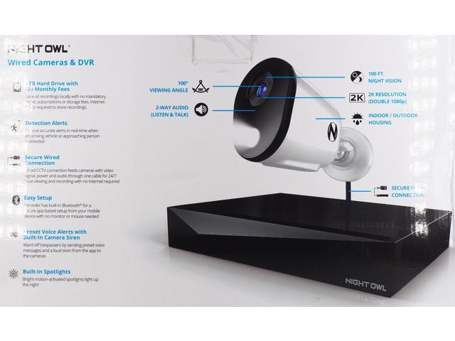 Night Owl - 12 Channel 8 Camera Wired 2K 1TB DVR Security System with 2-way Audio - White - image 8