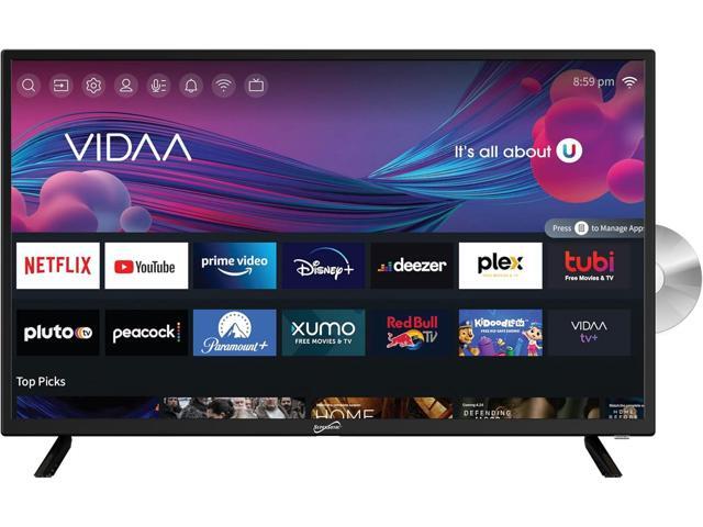 Supersonic 32-inch LED Smart HDTV w/DVD Player, ATSC & NTSC System AC/DC W/ DC Car Cord SC-3226SDVD