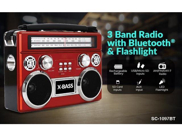 Supersonic SC-1097BT-RED 3 Band Radio With And Flashlight (Red) - image 12