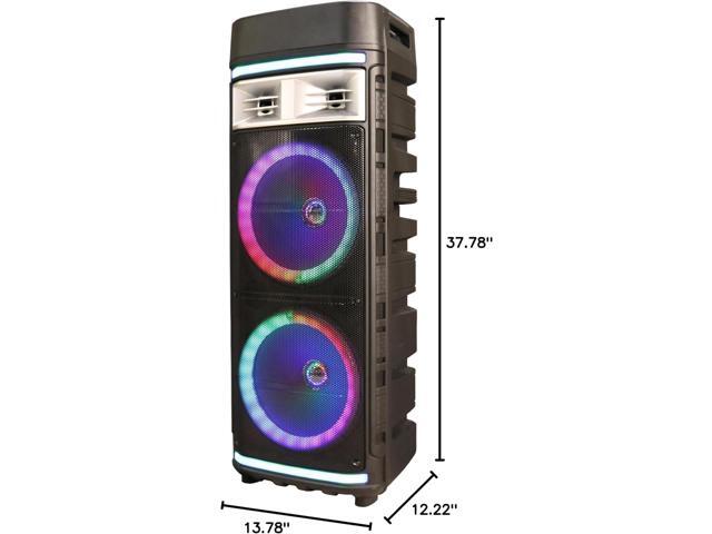 Supersonic 2 x 12 Portable Bluetooth Speaker True Wireless Technology Lights Show IQ-6612DJBT