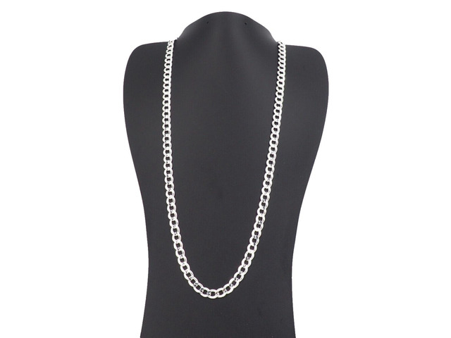 Solid 925 Sterling Silver Italian 7.2mm Flat 24 Curb Chain Necklace for Men Women CURB180-24