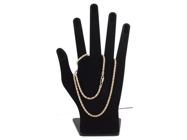 Solid 925 Sterling Silver 14K Gold Plated 7' 2.5MM Rope Chain Bracelet Italy for Men & Women stamped 0.925 MST